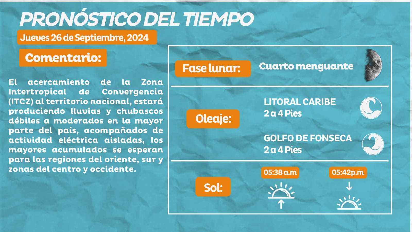 Lluvias y chubascos acompañados de actividad eléctrica en varias partes del país