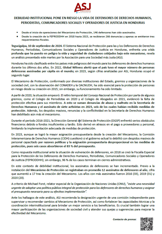 ASJ en riesgo Mecanismo de Protección