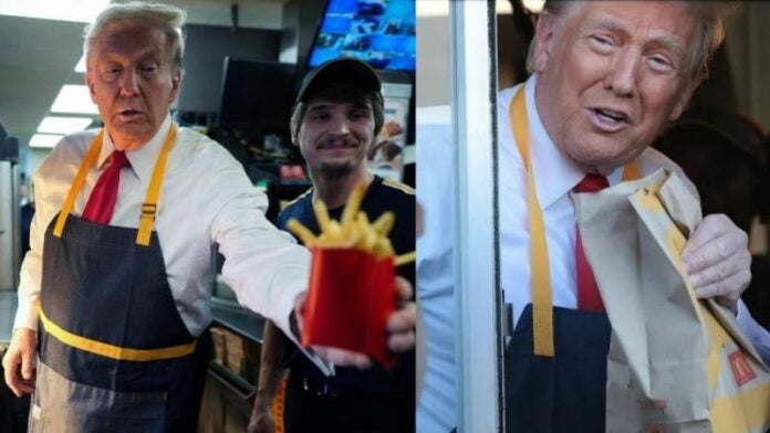 Trump se viste de empleado de McDonald's para desacreditar a Harris