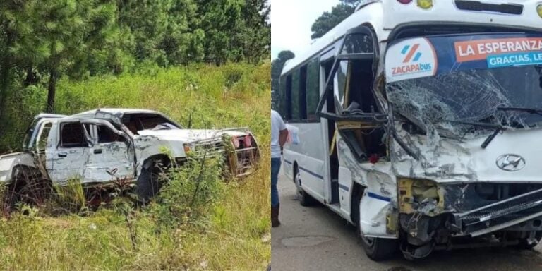 Varios heridos deja colisión entre bus y pick-up en Intibucá