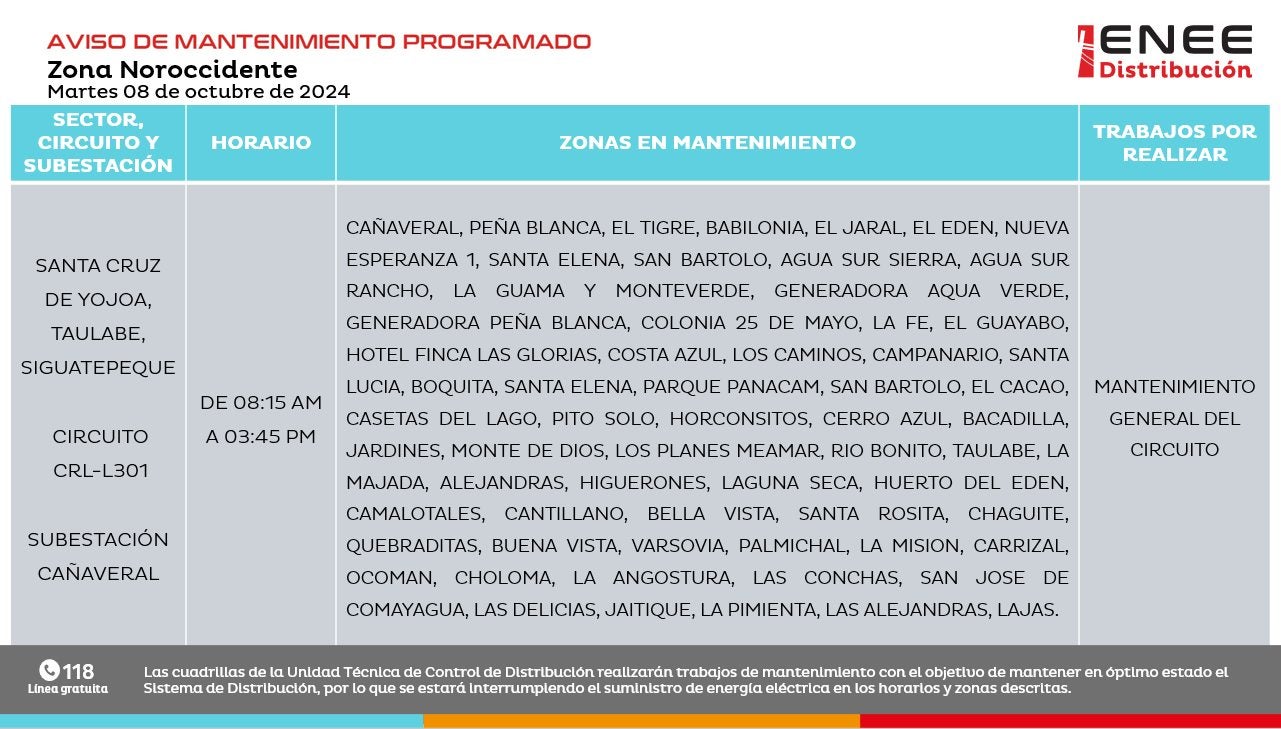 Anuncian cortes de energía en FM, Comayagua, Copán y Colón