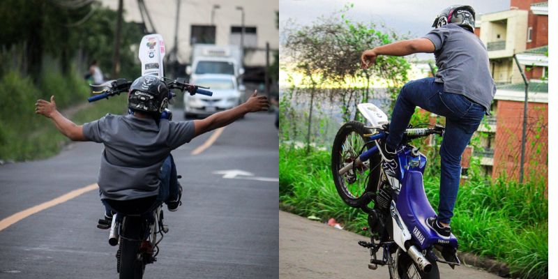 Captan a pareja de acróbatas en motocicleta en pleno bulevar capitalino