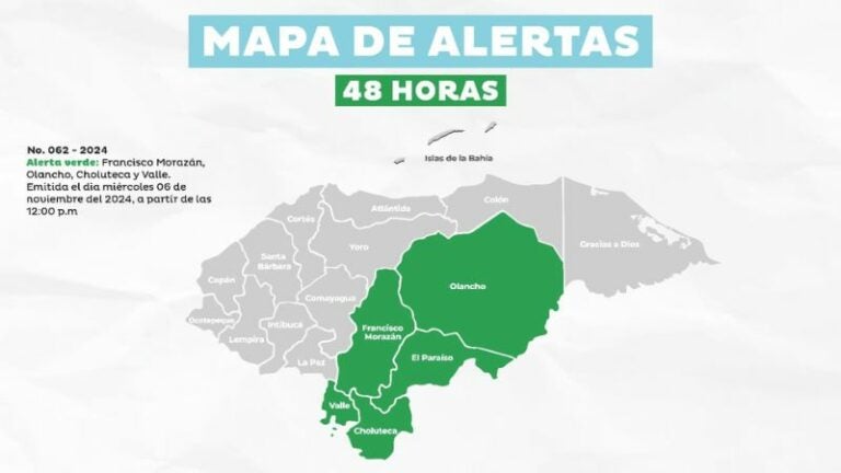 Copeco declara alerta verde para 5 departamentos del país