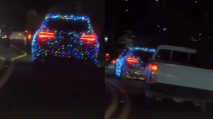 Captan carro luces navideñas paseando por TGU