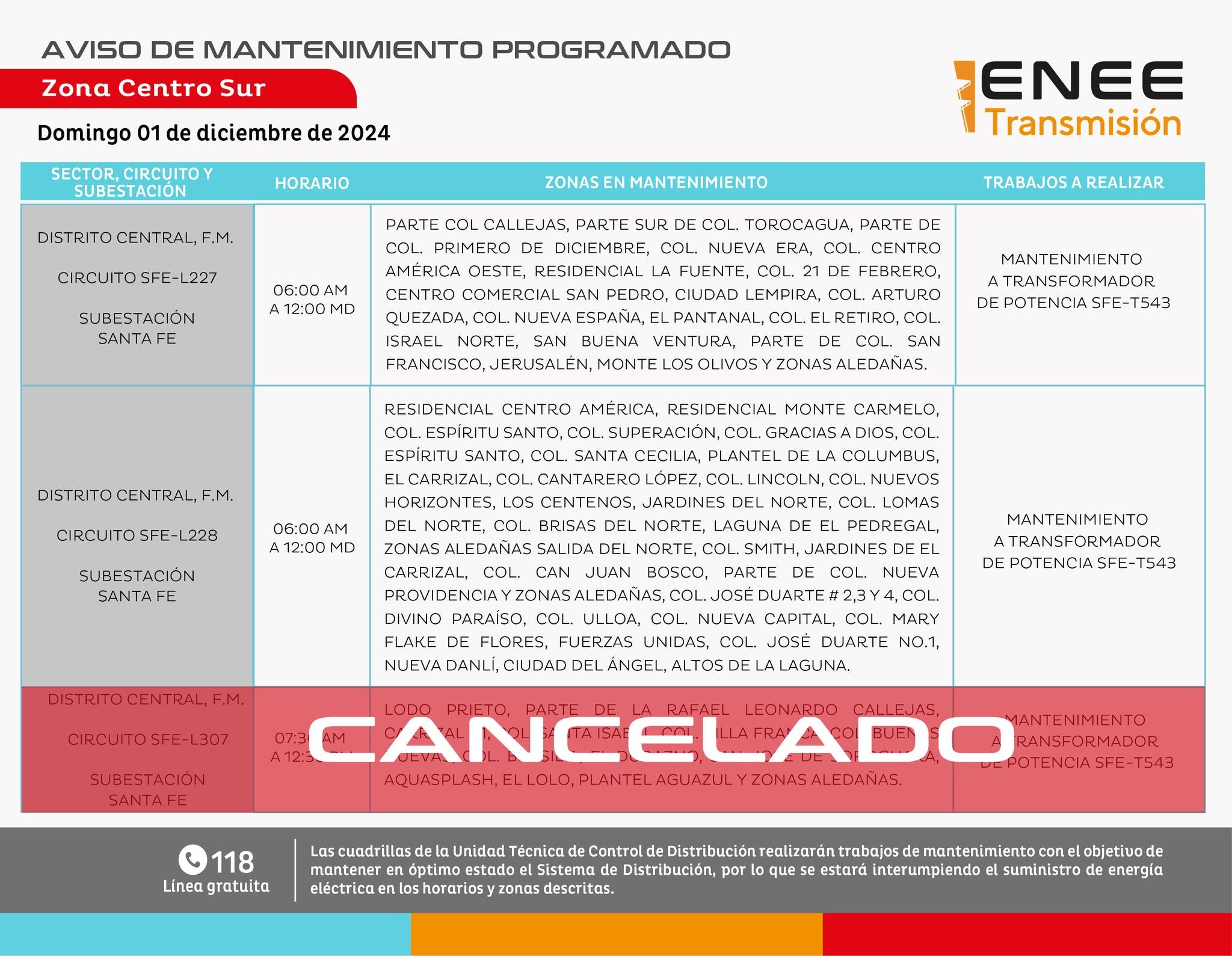 Cortes de energía domingo 1 diciembre 2024 (2)