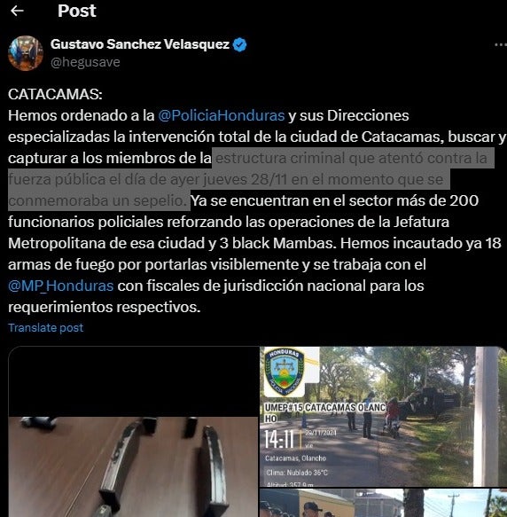 Policía Nacional interviene todo el municipio de Catacamas, Olancho 