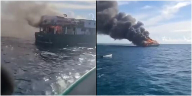 Embarcación se incendia en el oeste de Roatán, Islas de la Bahía