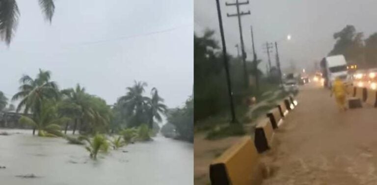 Calles anegadas y hospital con filtraciones tras intensas lluvias en Puerto Cortés