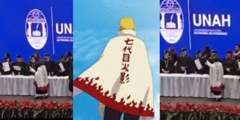 Graduada de la UNAH recibe su título con capa de Naruto