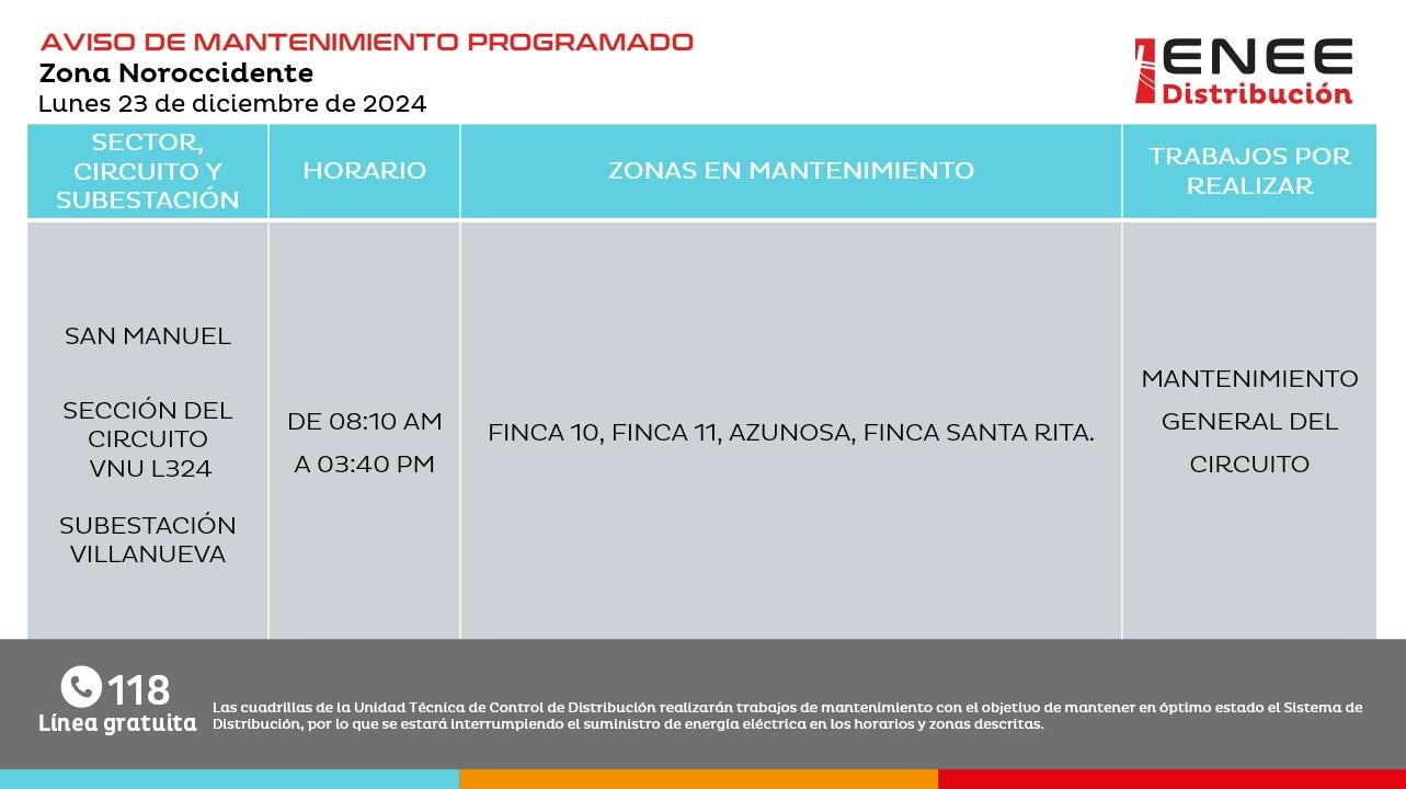 Anuncian cortes de energía en La Paz, Comayagua y Cortés