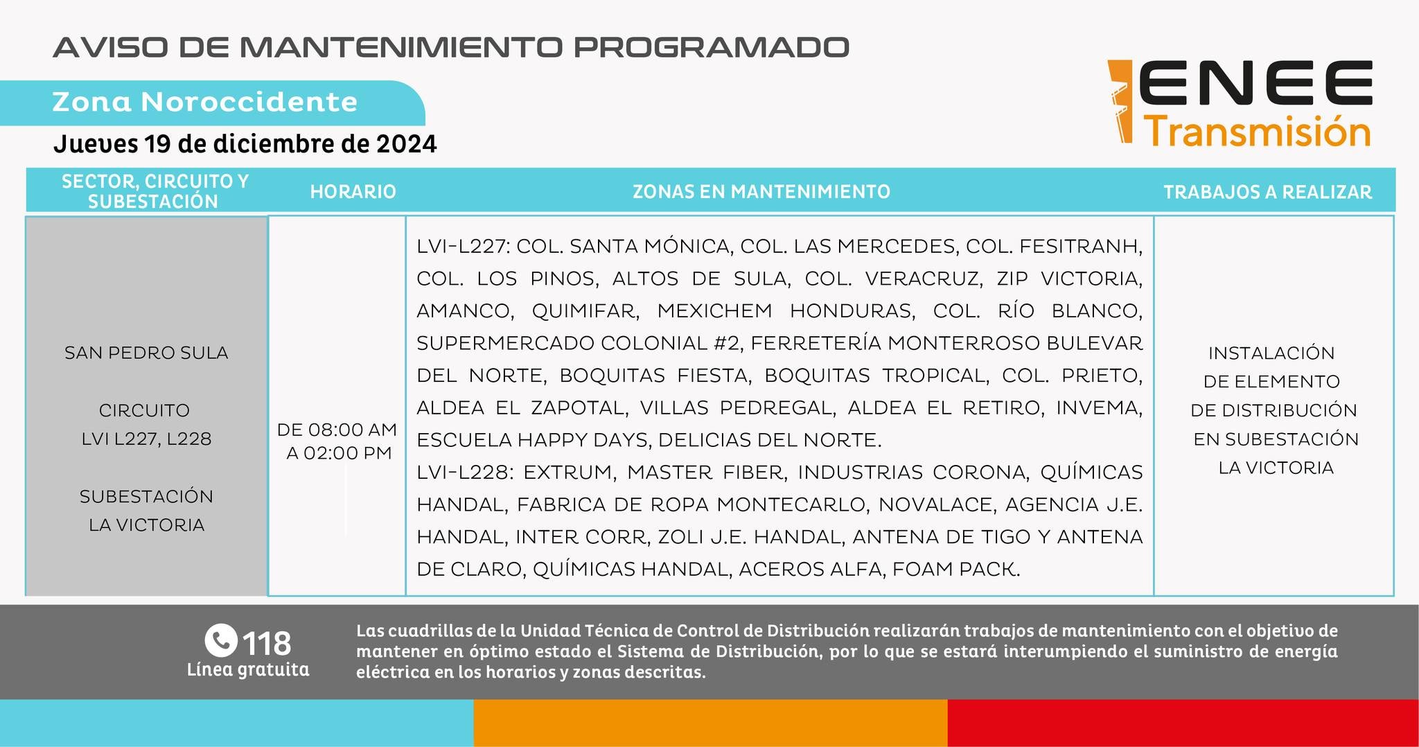 Anuncian cortes de energía en FM, Cortés y Copán