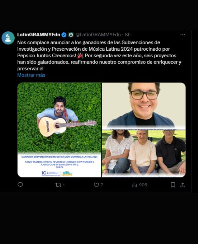 Destacado, maestro de la UNAH recibe contribución de Latin Grammy