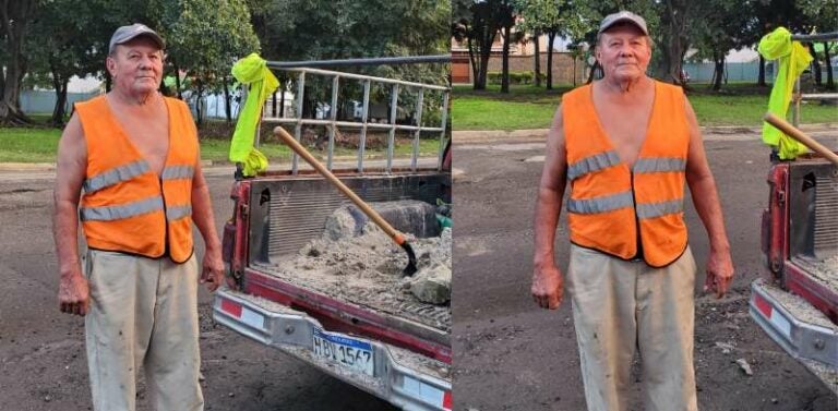 Con cuatro idiomas y licencia pesada, sampedrano tapa baches para sobrevivir