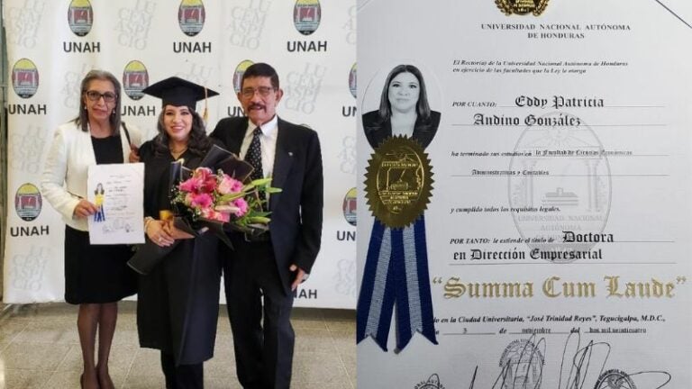 Hondureña obtiene doctorado con distinción en la UNAH