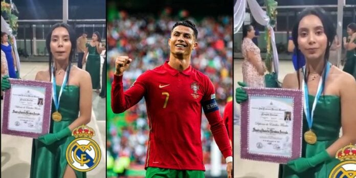 Catracha rinde homenaje a Cristiano Ronaldo tras recibir su título de secundaria