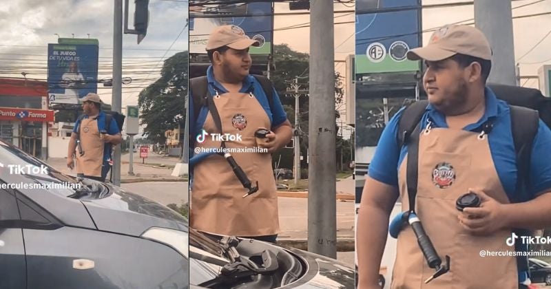 Ingenioso, sampedrano vende café con una mochila dispensadora