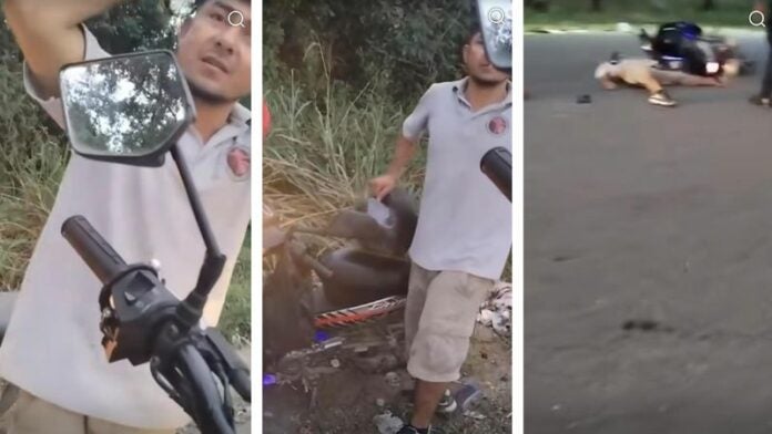 VIDEO: Motociclista ebrio rechaza ayuda y genera indignación en plena vía pública