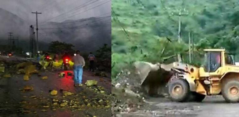 Habilitan paso luego de derrumbe en carretera hacia el occidente