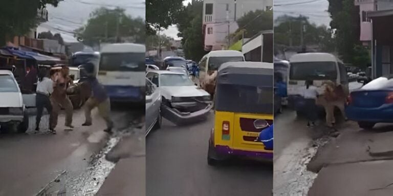 Conductores se van a los "madrazos" tras accidente vial en plena vía pública