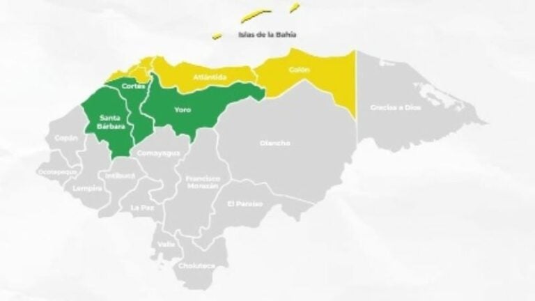 Lluvias activan alerta amarilla en 3 departamentos y 3 municipios del norte de Honduras