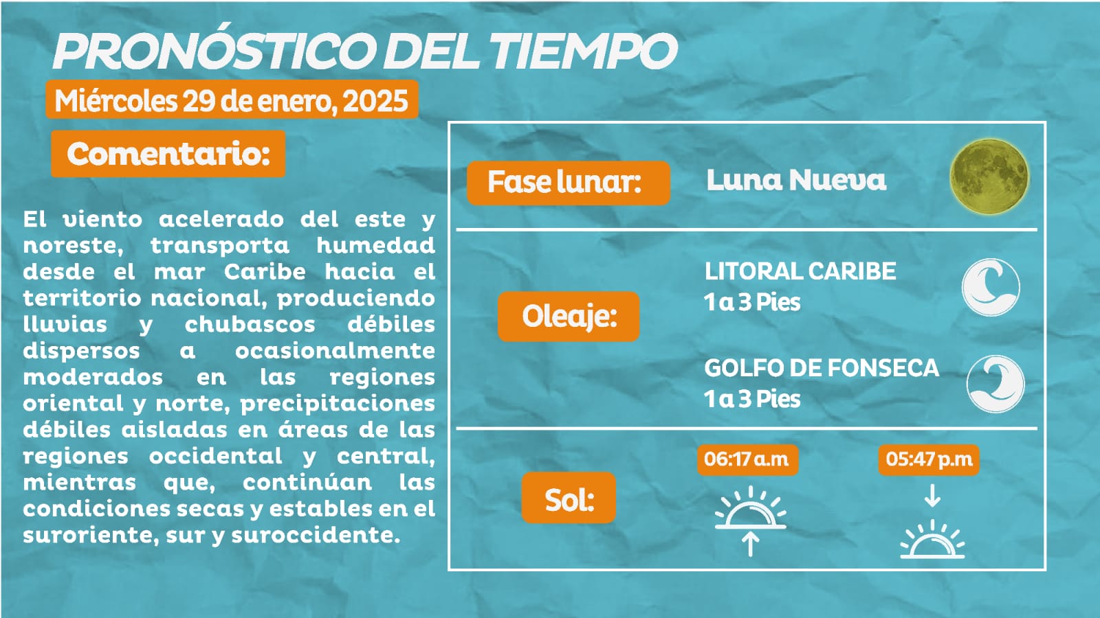 Temperaturas frescas y leves lluvias a nivel nacional, hoy miércoles