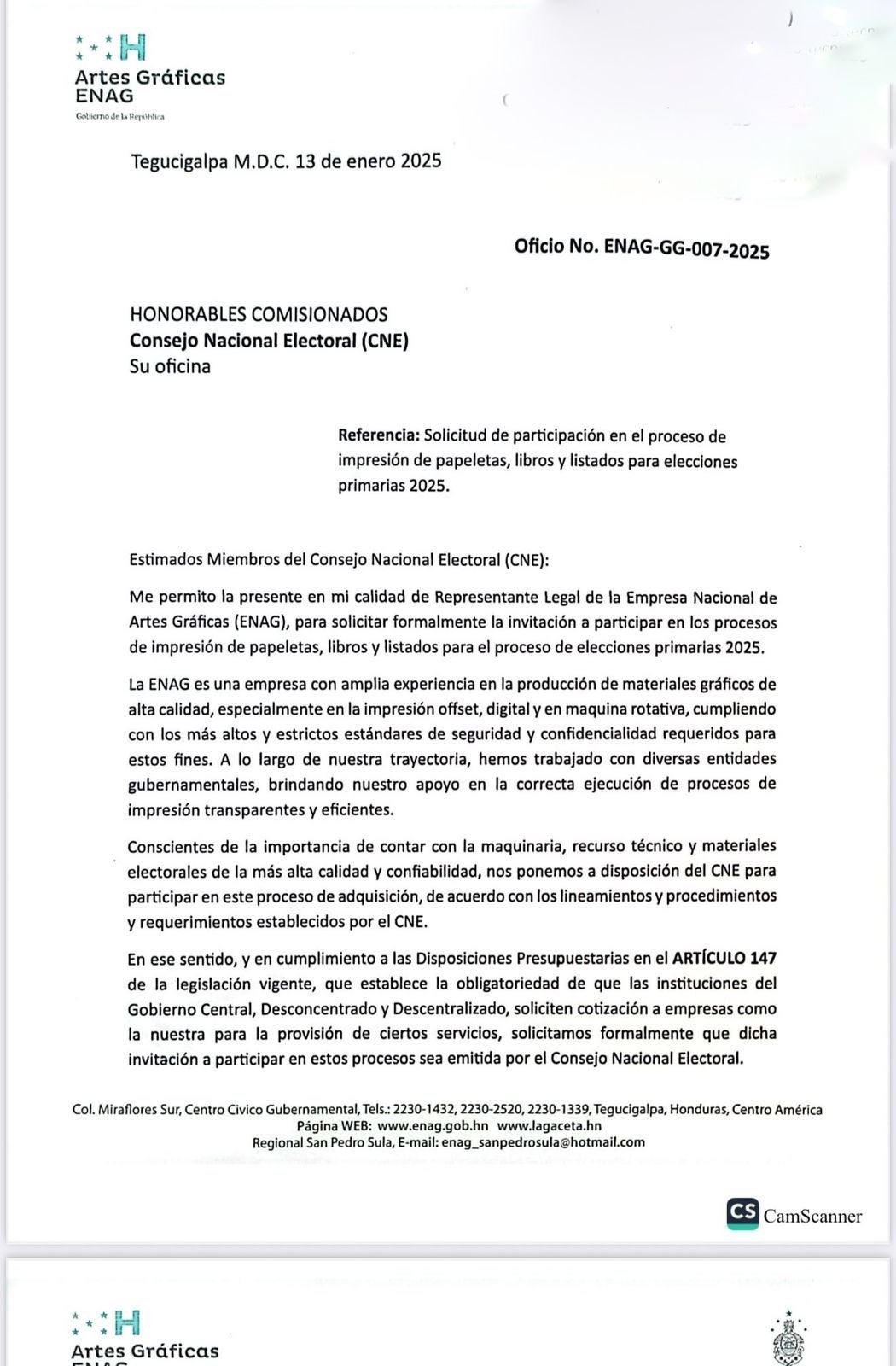 ¿Juez y parte? Filtran solicitud de participación de la ENAG para imprimir papeletas