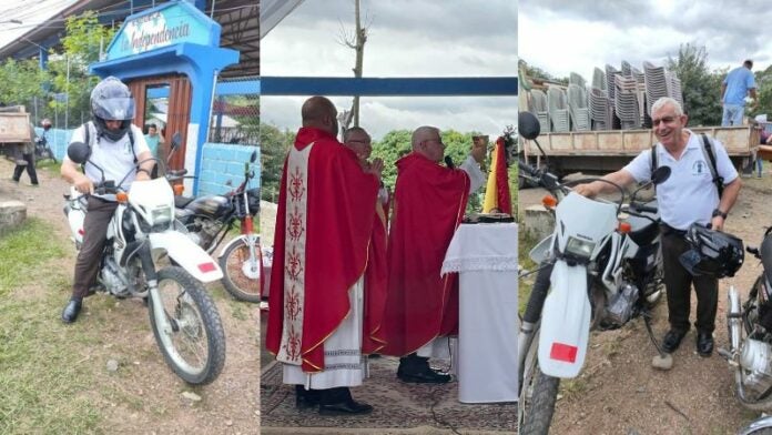 Obispo Comayagua misa motocicleta