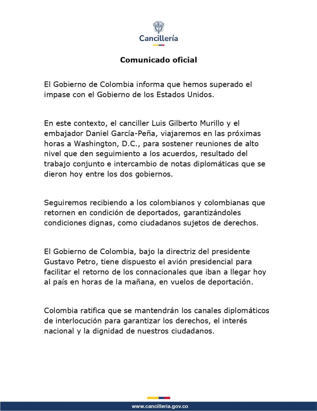 Resuelto: termina breve conflicto diplomático entre Colombia y USA