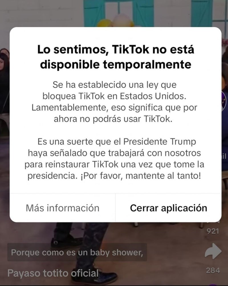 TikTok ya no funciona en Estados Unidos