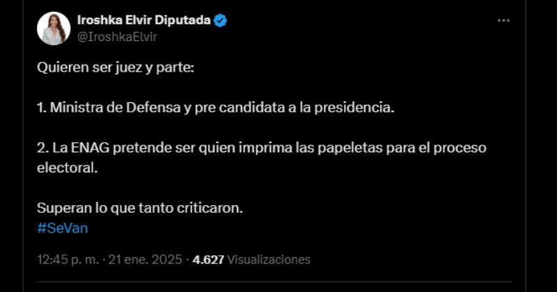 ¿Juez y parte? Filtran solicitud de participación de la ENAG para imprimir papeletas