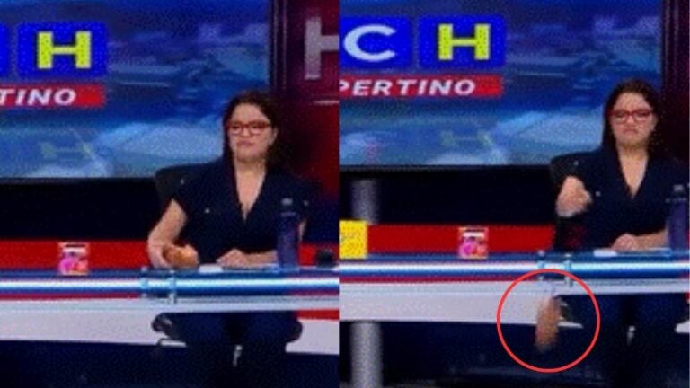 Ariela Cáceres tira regalo en pleno noticiero