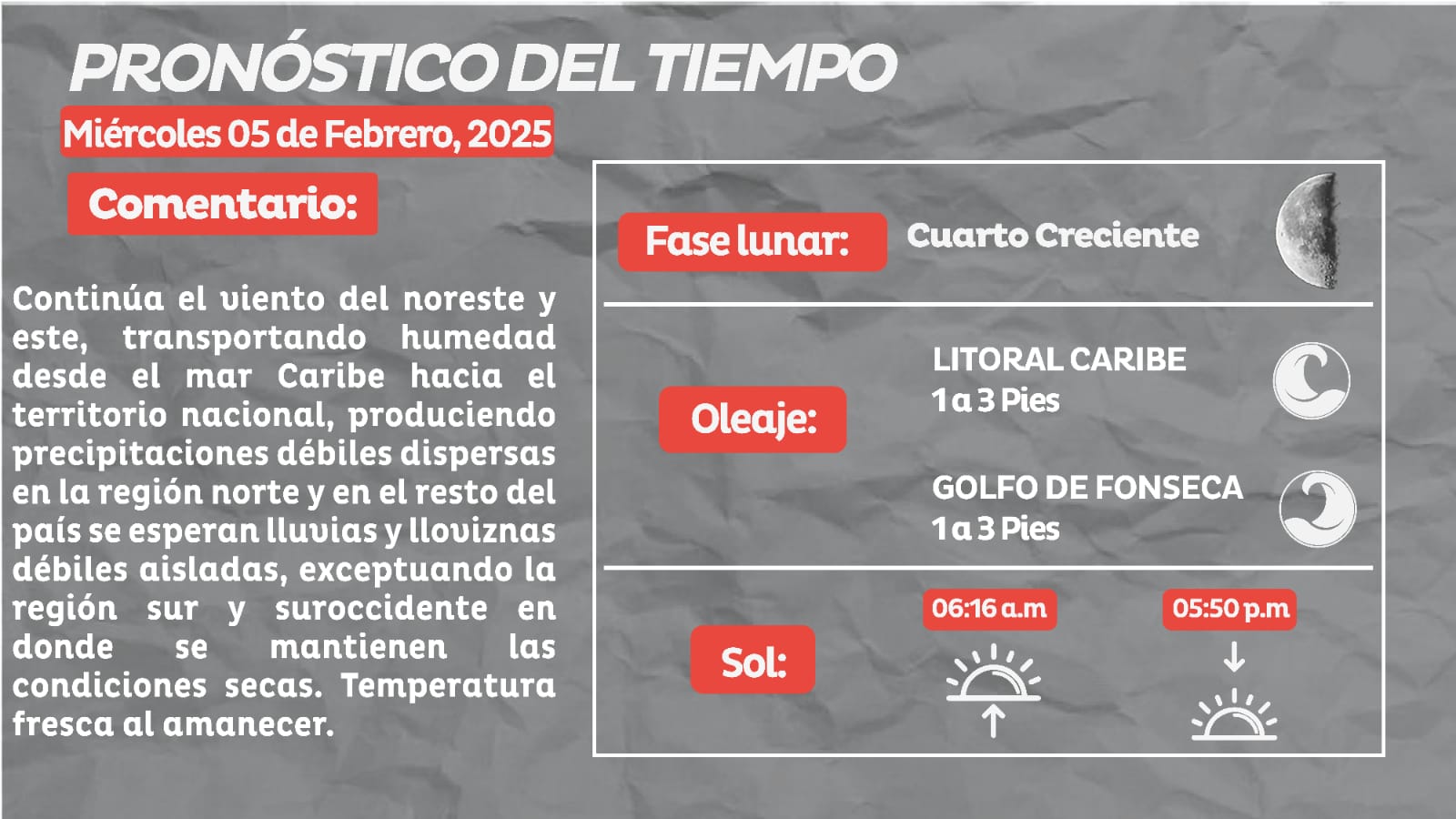 Continúan las lluvias y lloviznas por transporte de humedad en el país