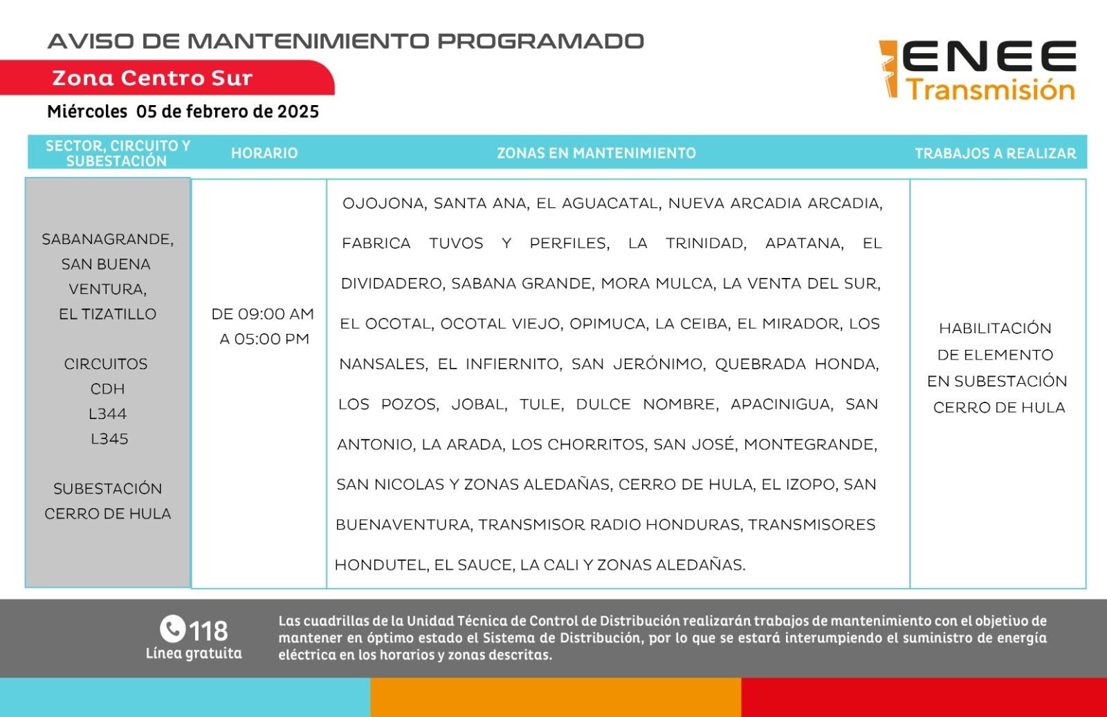 Anuncian cortes de Energía en F. M. , Comayagua y El Paraíso