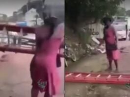 Mujer pelea en Tela Atlántida