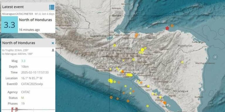 Copeco confirma sismo de 3.3 en Trujillo, Colón