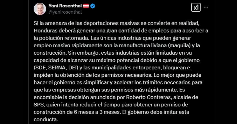 Sector maquila y construcción, claves para emplear deportados: Yani Rosenthal