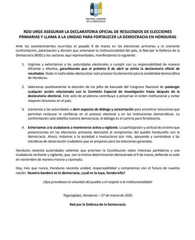 Comunicado de la RDD