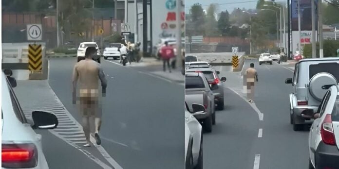 VIDEO: Hombre completamente desnudo interrumpe el tráfico, ¿Dónde ocurrió?