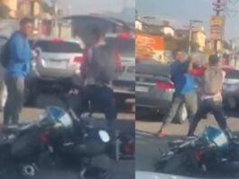 Motociclistas se enfrentan a puñetazos en plena calle de bulevar capitalino