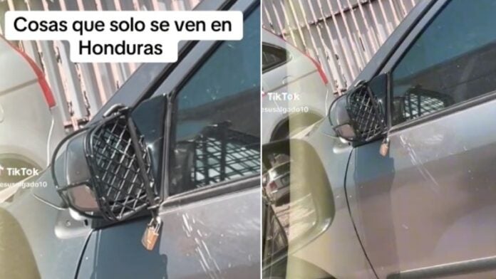 Hondureño le pone candado al retrovisor de su carro