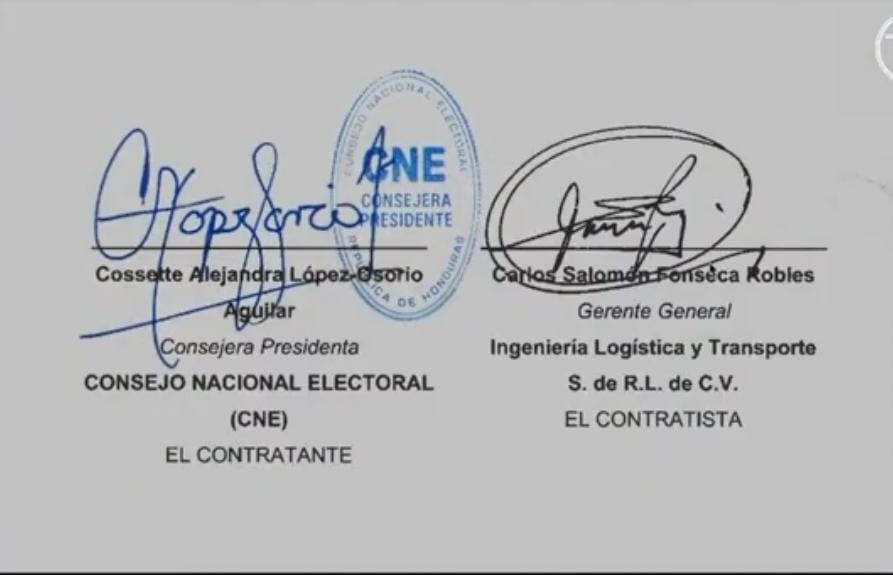 Contrato entre el CNE y empresa de transporte