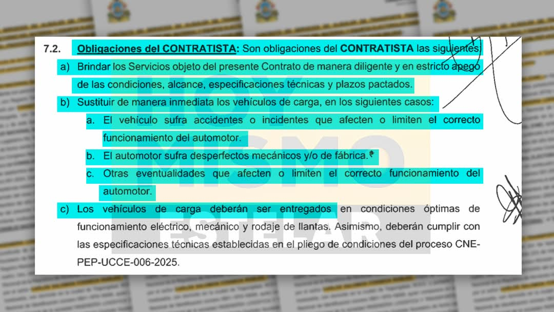 Contrato entre el CNE y empresa de transporte