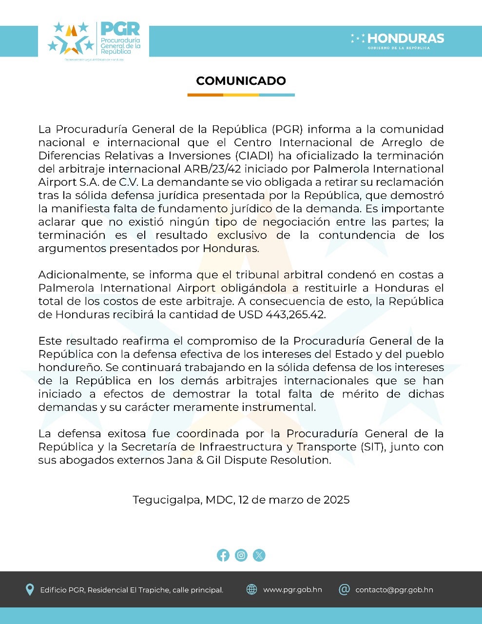 Comunicado de la PGR