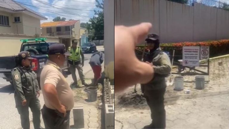 Arquitecto discute con policías por muro construido en supuesta vía pública de SPS
