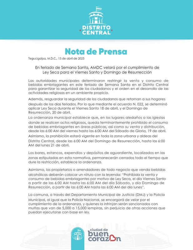 Prohíben venta y consumo de alcohol Semana Santa