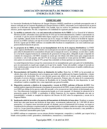 Comunidado de la AHPEE