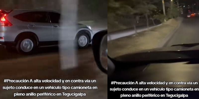 ¿Imprudencia o desconocimiento? Graban a conductor circulando a alta velocidad en contravía por el anillo periférico de TGU