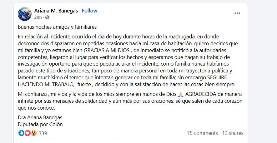Pronunciamiento de la diputada.
