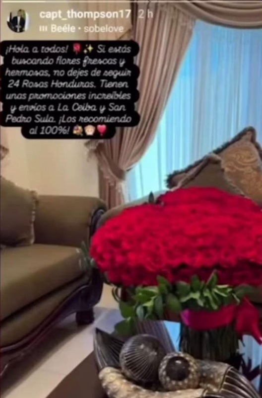 Thompson explica por qué le envió rosas a amiga de "Supremo"