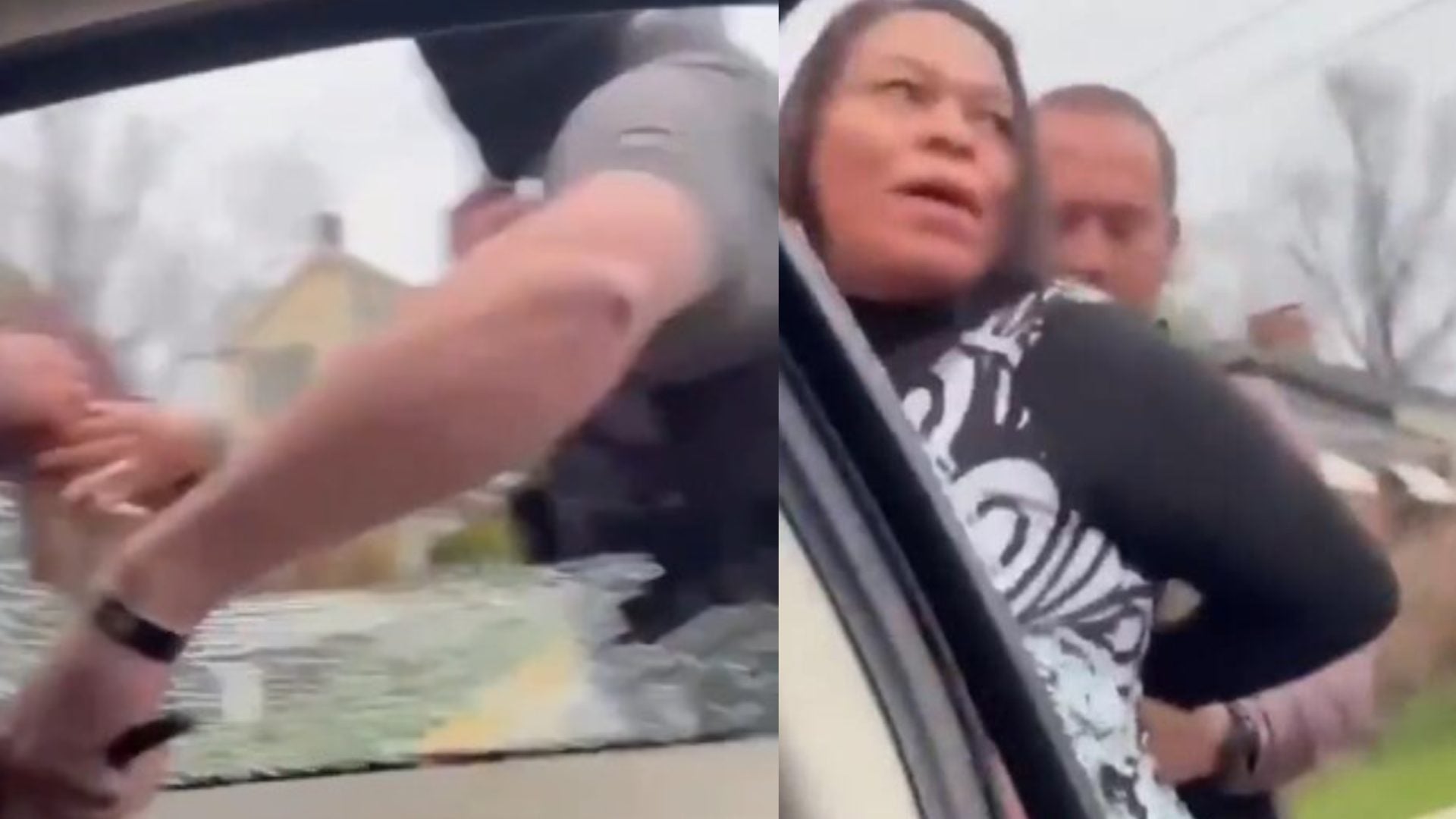 ICE agentes rompen ventana de auto para detenerla